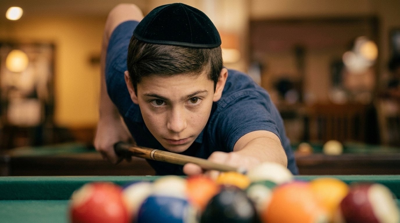 Boy playing Billiards